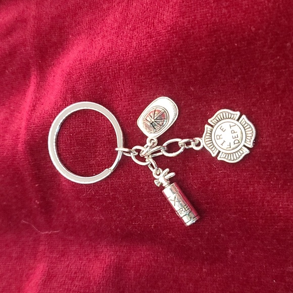 Fire Fighter Key Chain charms -NWT silvertone - Picture 1 of 3